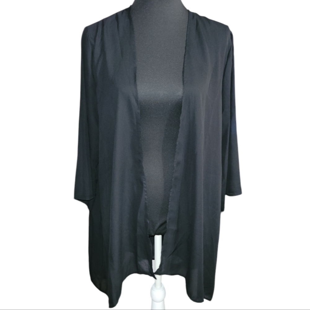 Abollria black semi-sheer open front cardigan Size XL